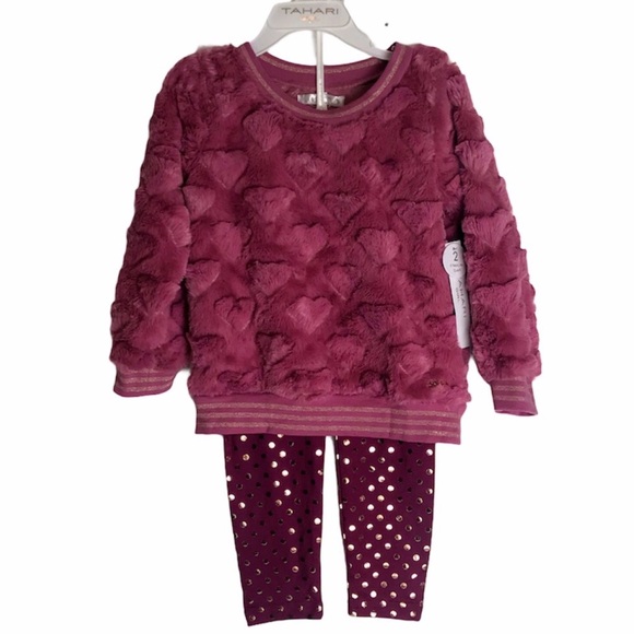 NWT Tahari Girl Burgundy & Gold 2 Piece Set - Picture 11 of 11